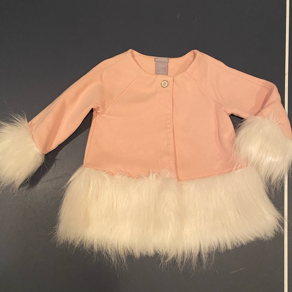 Girls Tahari Pink Jacket with Fur Trim 3T